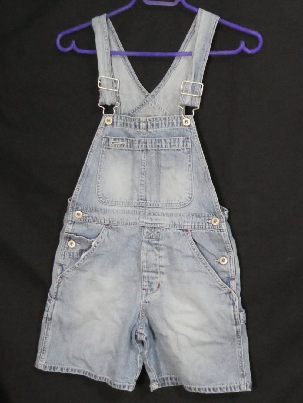 Vintage 90s GAP Denim Unisex Carpenter Shortalls Overalls Medium Wash - medium